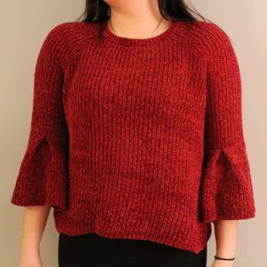 🥀A.N.A.🥀 Red Wide Sleeve Crew-Neck Sweater